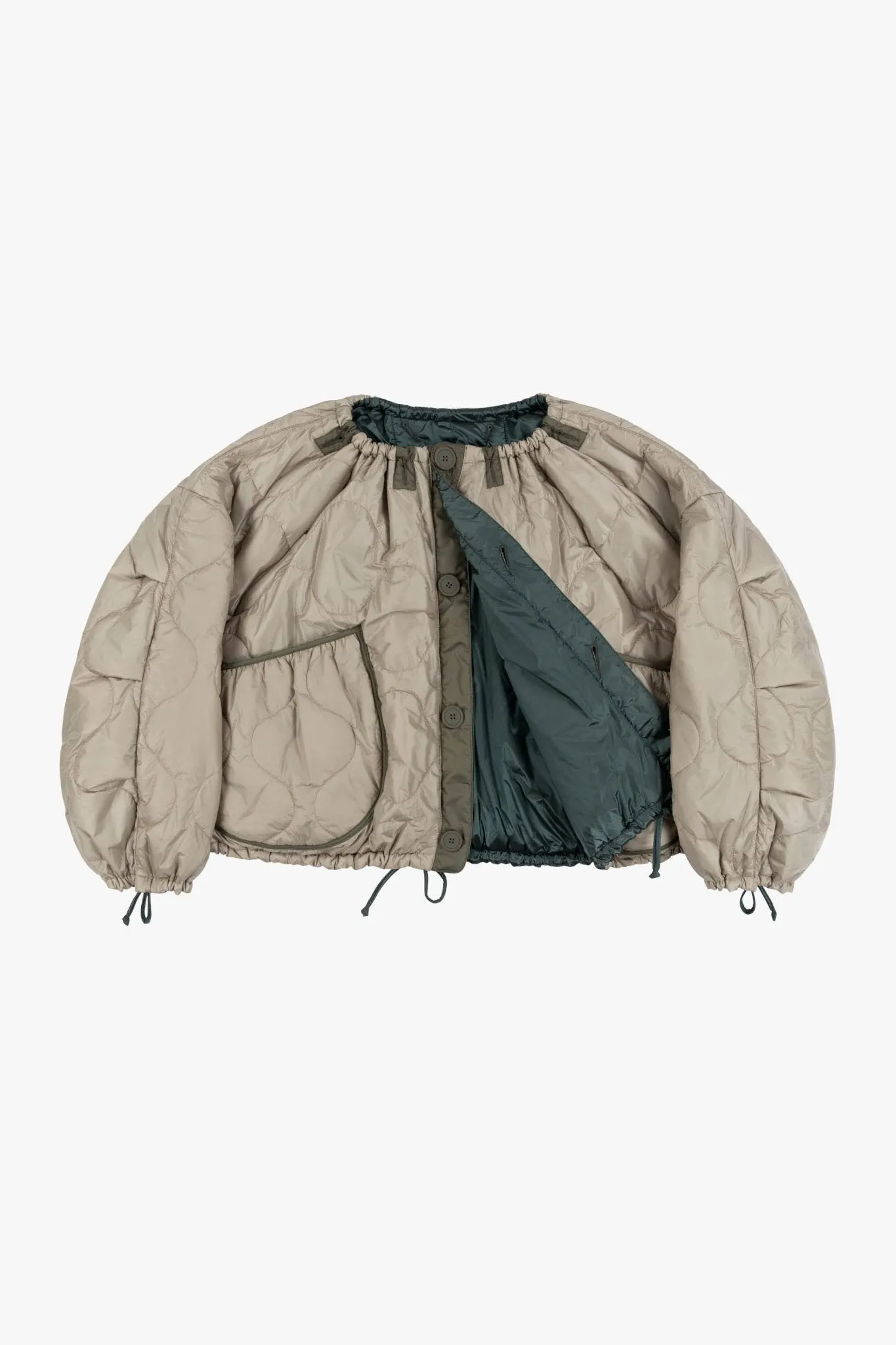 Parachute Quilt Bomber - Mineral Green/Dove Grey