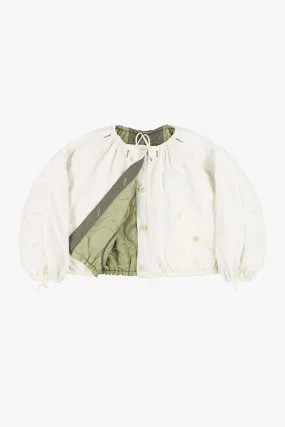 Parachute Quilt Bomber - White / Pale Sage