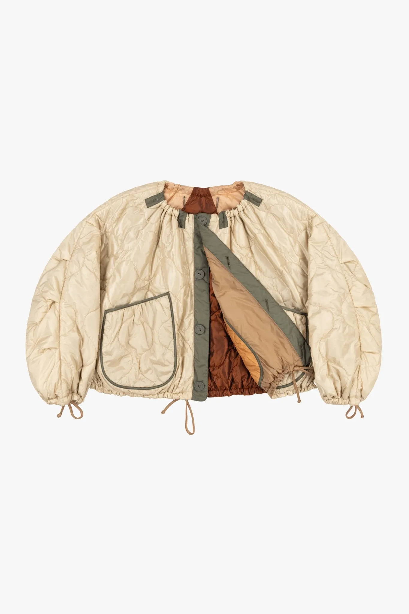 Patchwork Parachute Bomber - Mocha Brown / Oyster