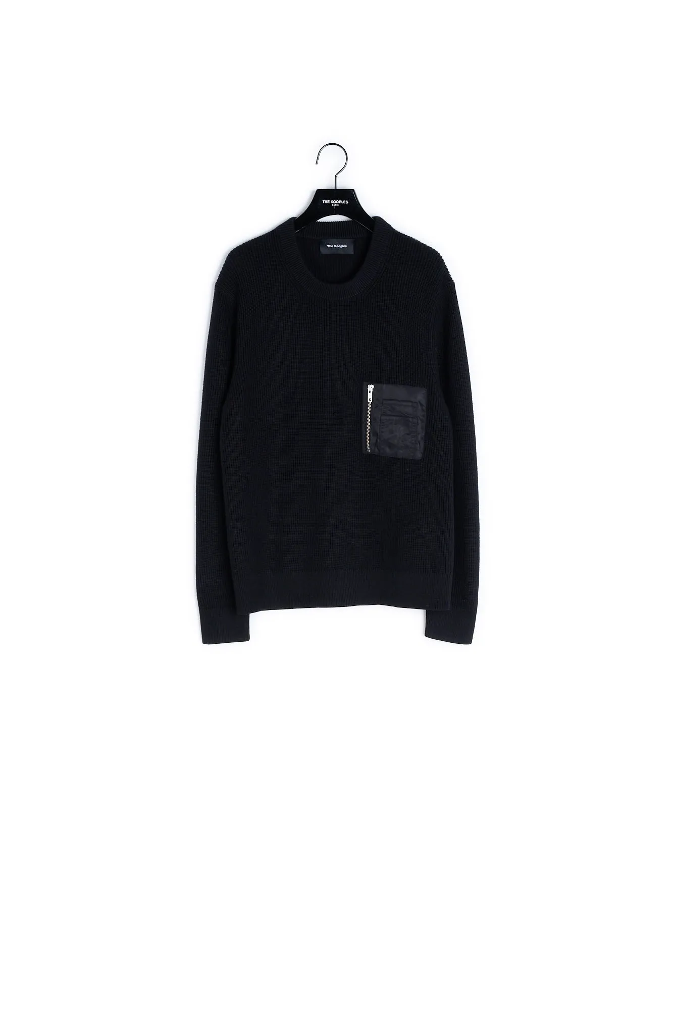 Pull noir col rond poche bombers