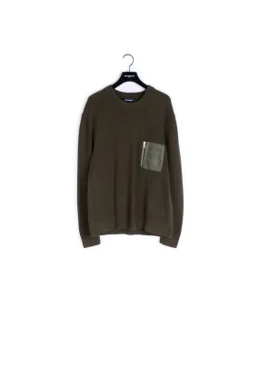 Pull vert col rond poche bombers