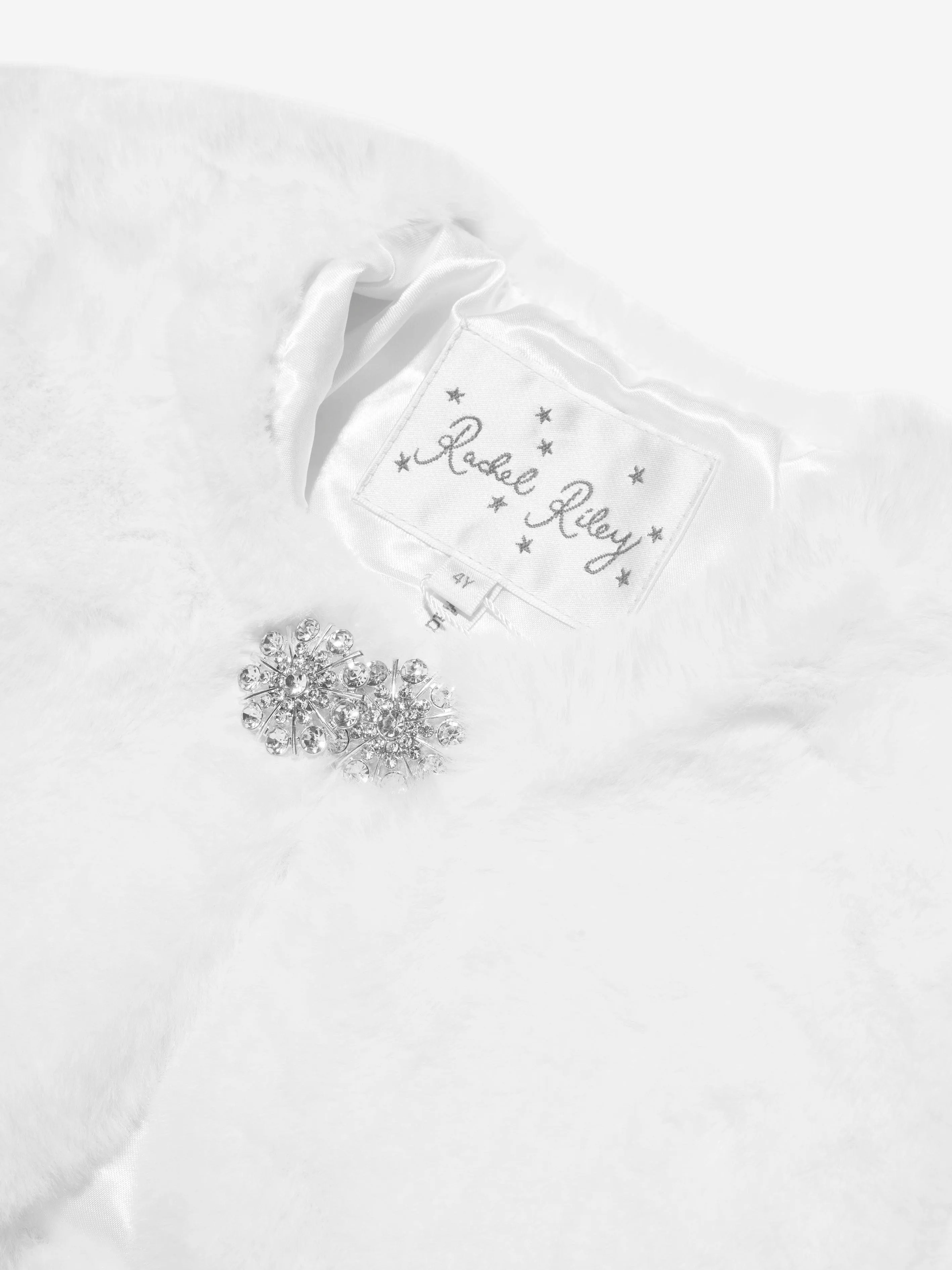 Rachel Riley Girls Diamante Faux Fur Bolero in Ivory
