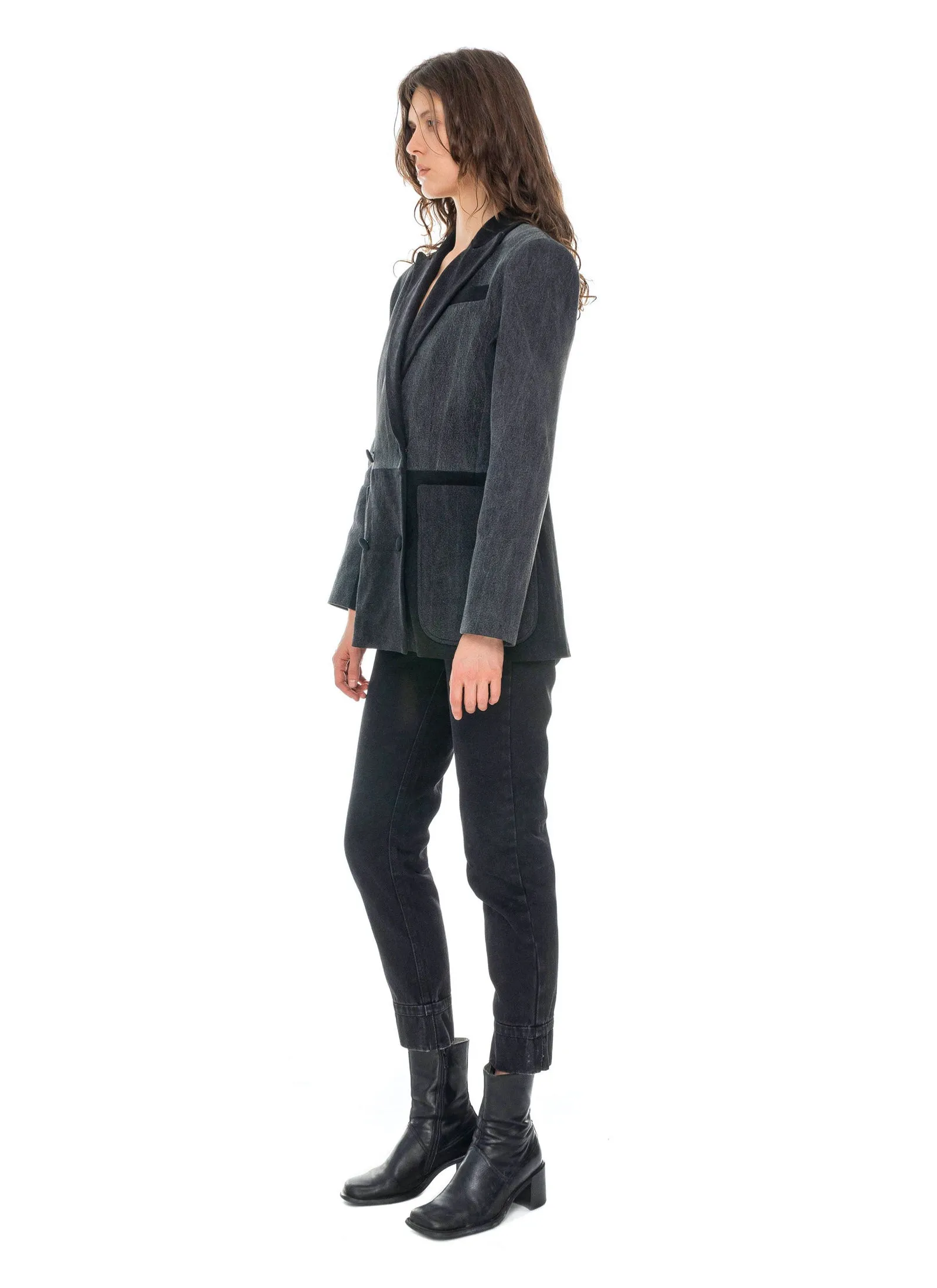 Reworked Black Denim Blazer