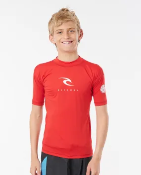 Rip Curl Boys Corp S/S Rash Vest - Red