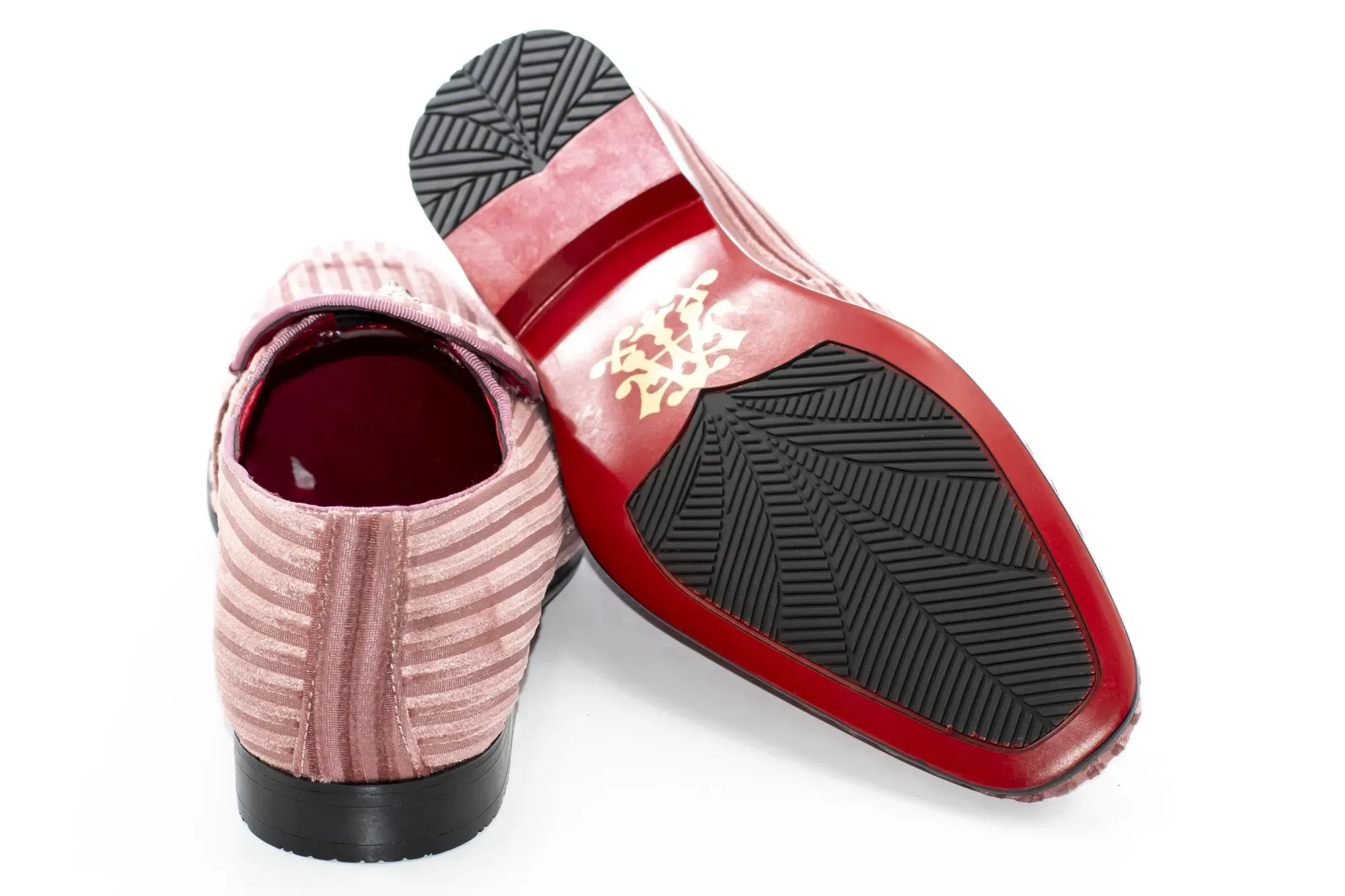 Rose Striped Velvet Smoking Loafer with Designer Bit