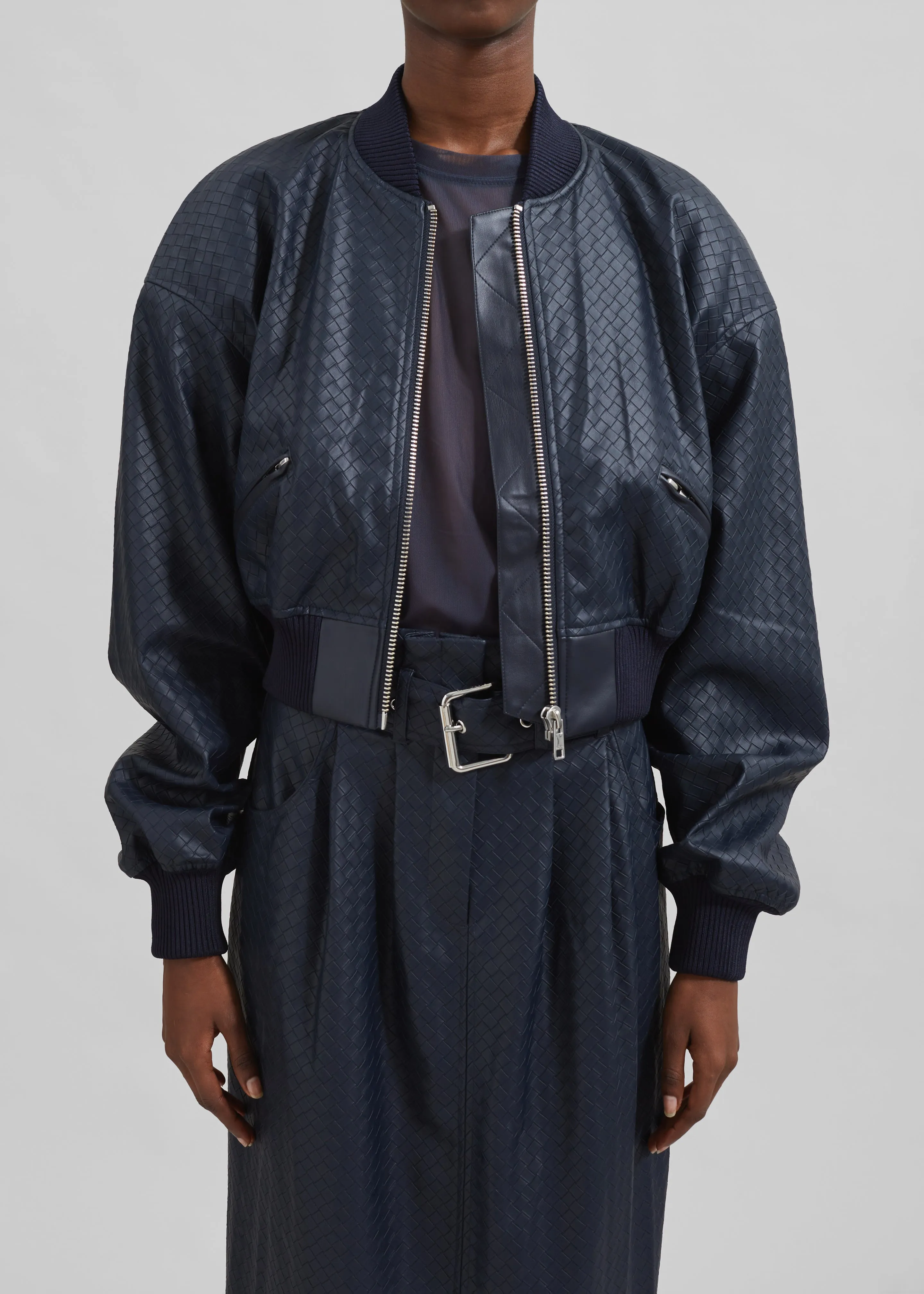 Rotate Cropped Braided Bomber - Sky Captain