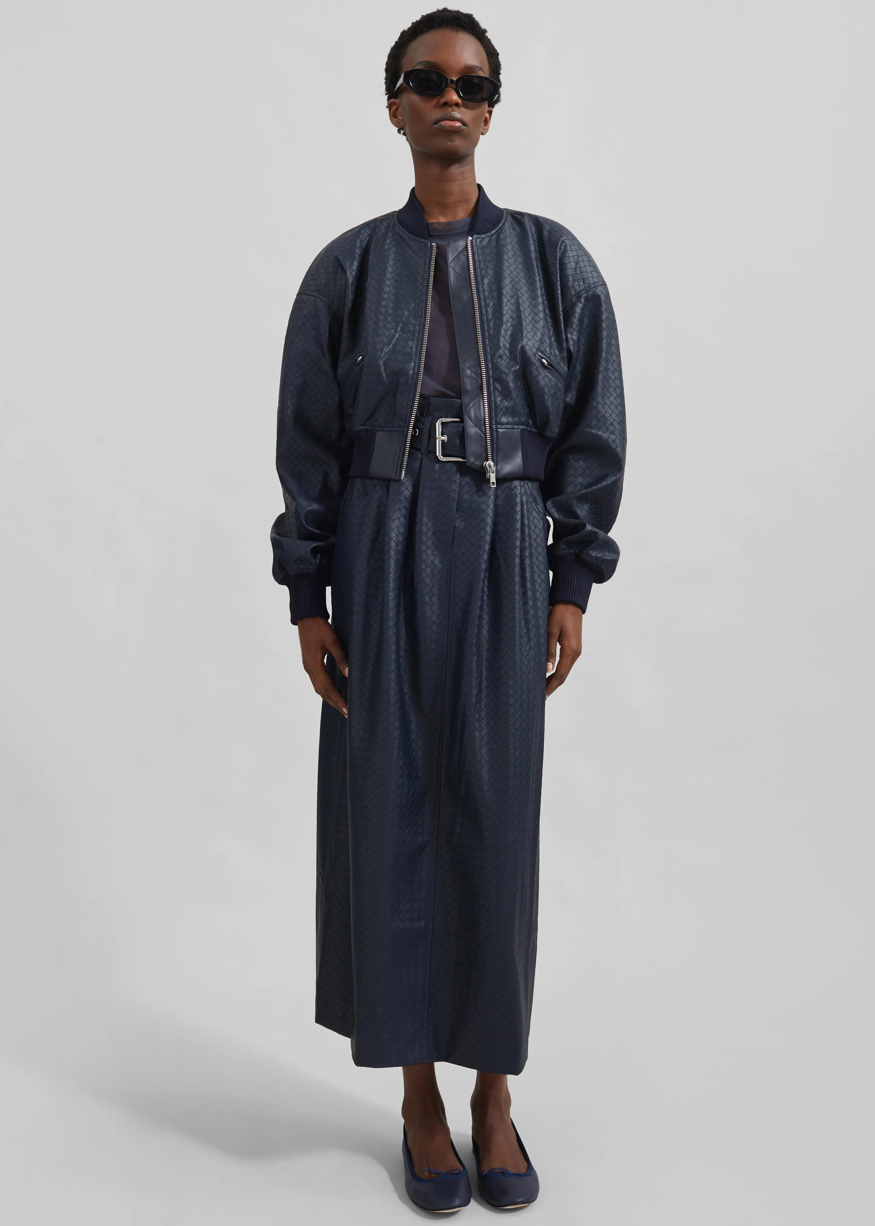 Rotate Cropped Braided Bomber - Sky Captain