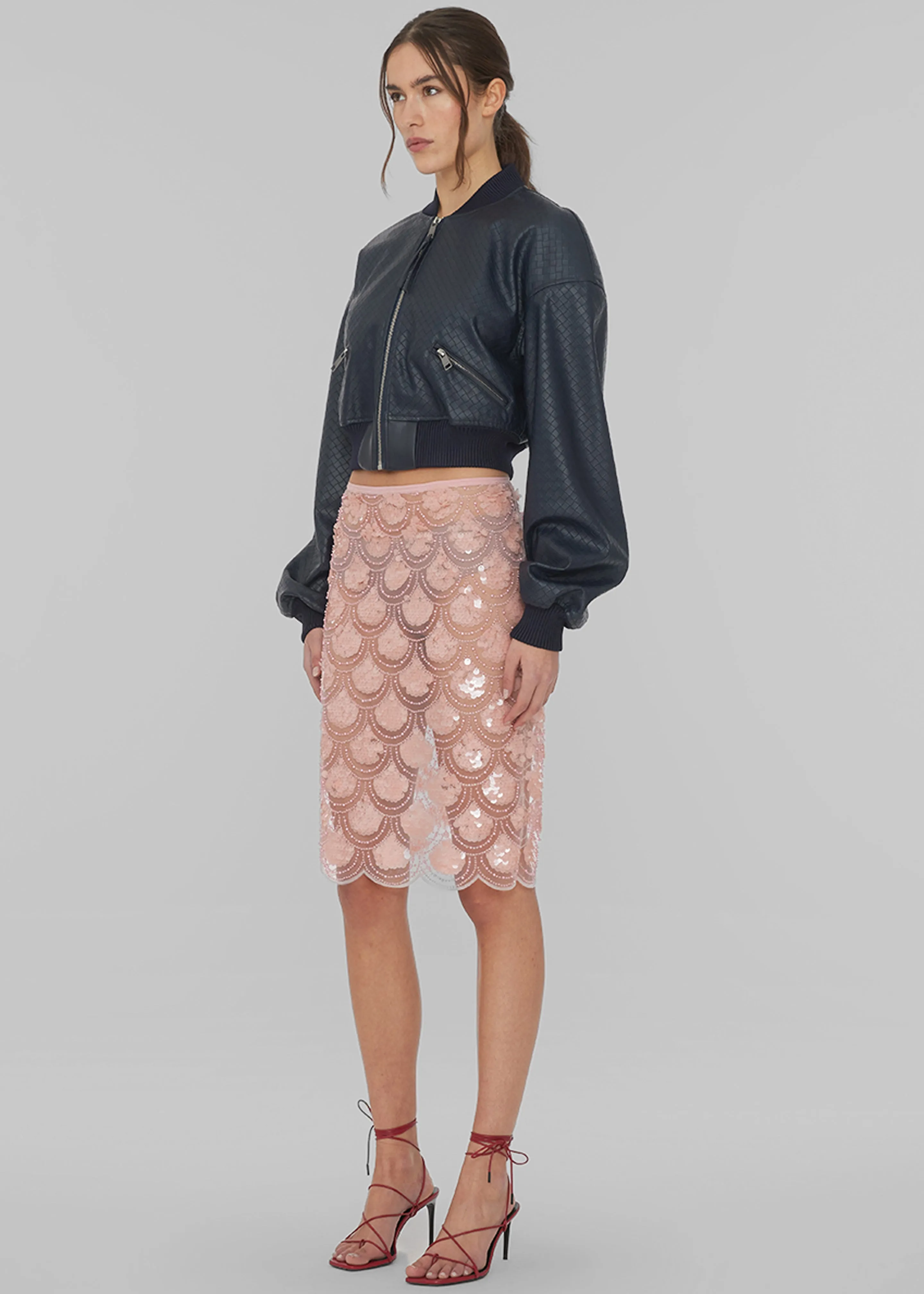 Rotate Cropped Braided Bomber - Sky Captain