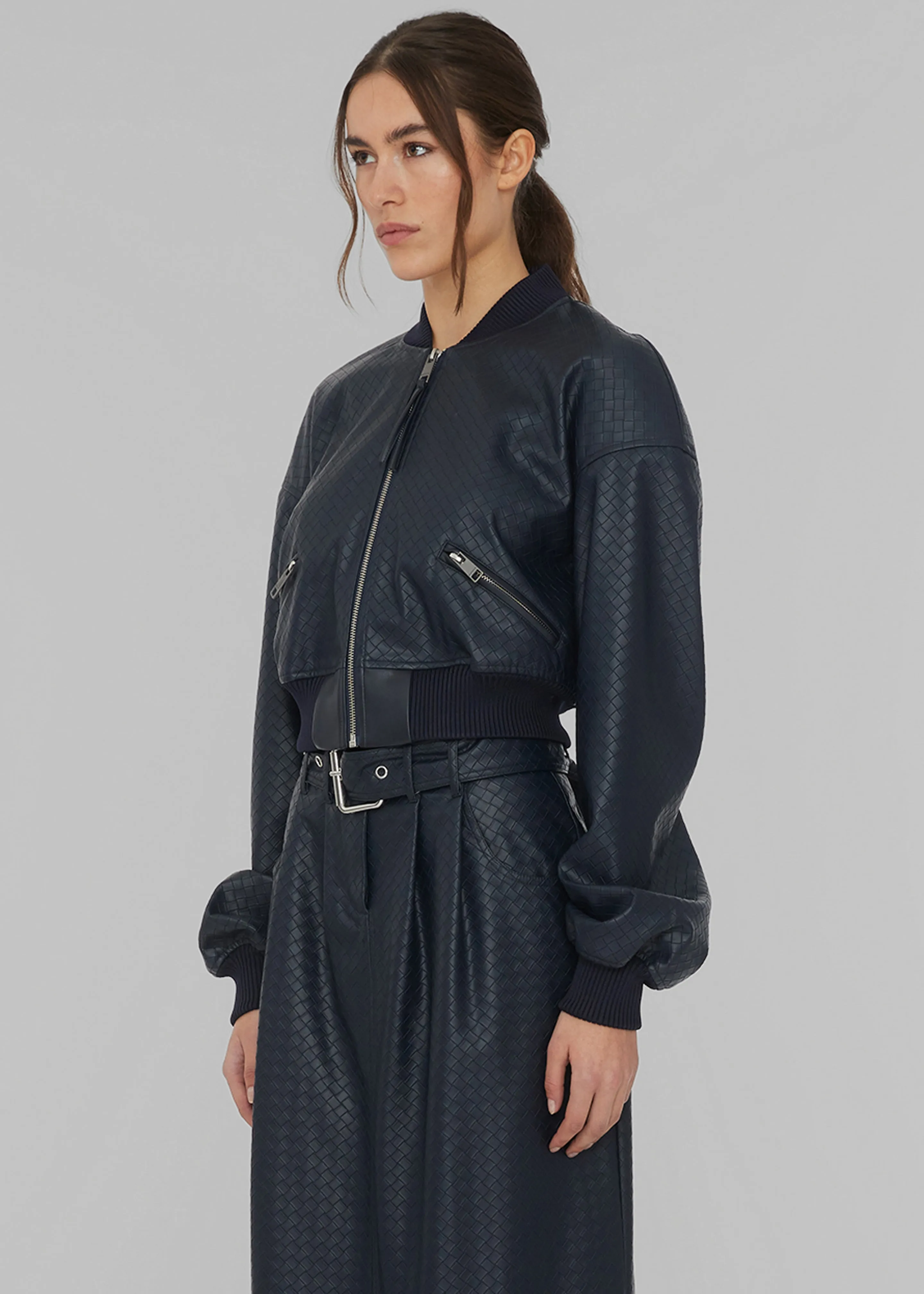 Rotate Cropped Braided Bomber - Sky Captain
