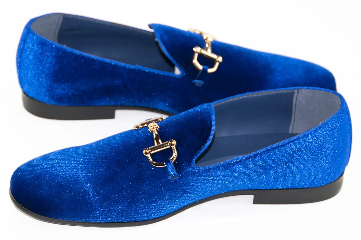 Royal Blue Velvet Horsebit Smoking Loafer