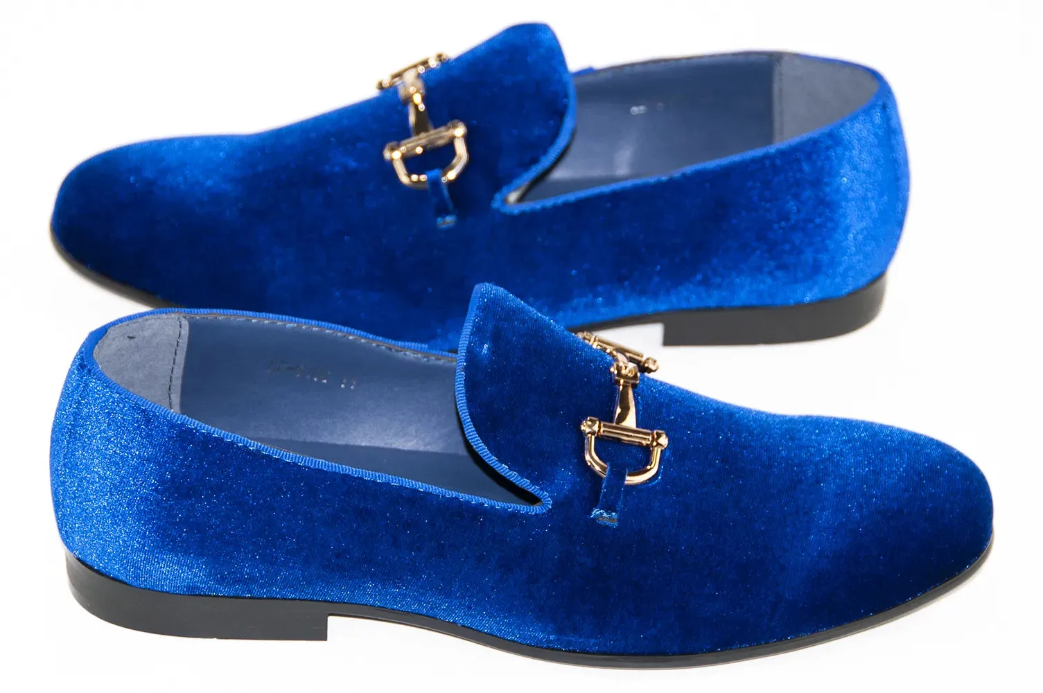 Royal Blue Velvet Horsebit Smoking Loafer
