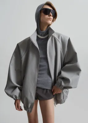 Senta Faux Leather Bomber - Light Grey