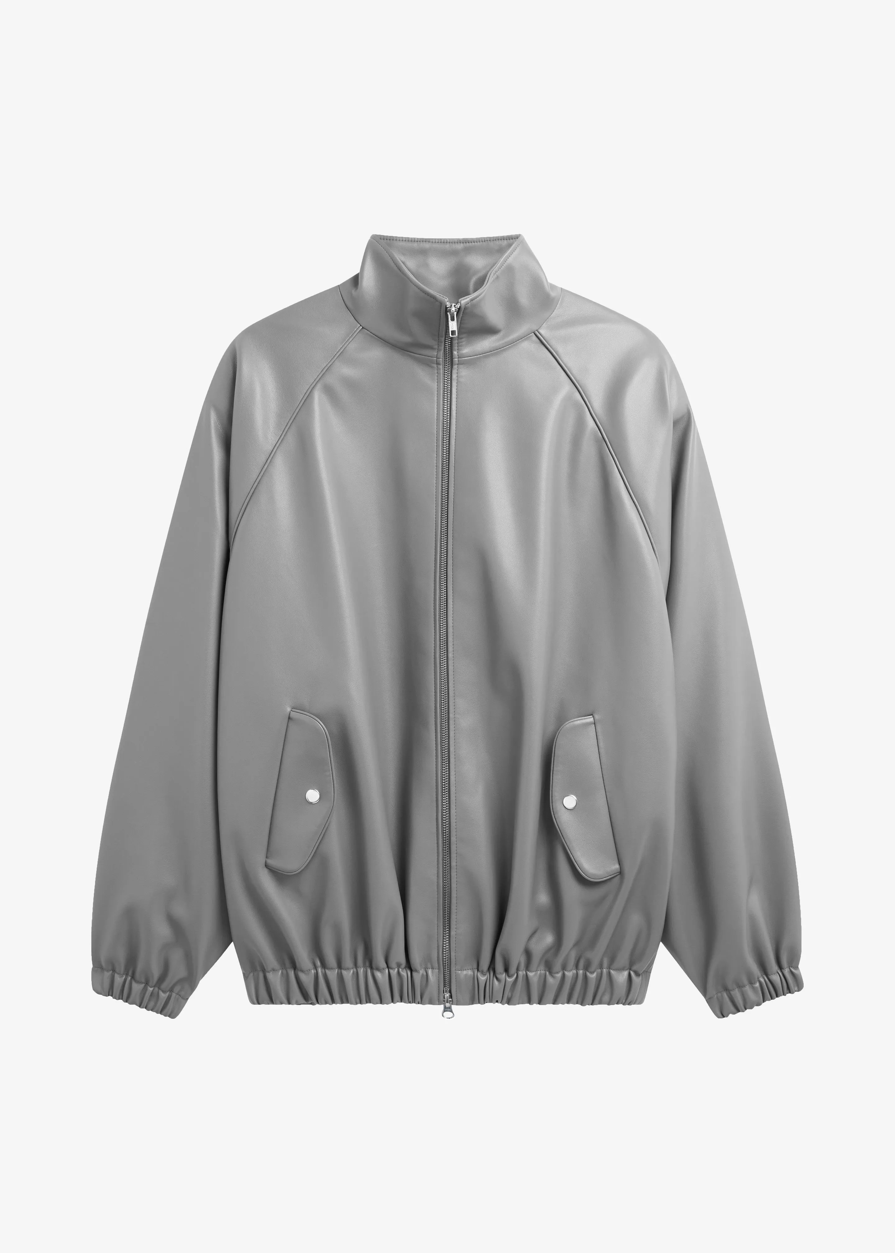 Senta Faux Leather Bomber - Light Grey