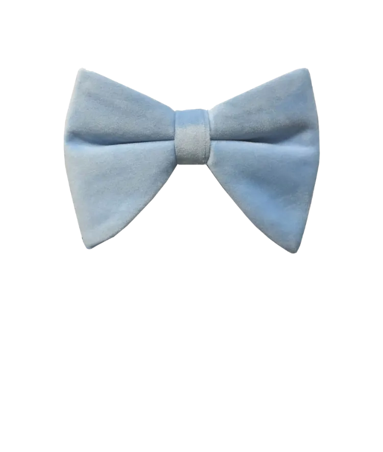Sky blue velvet bowtie and pocket square