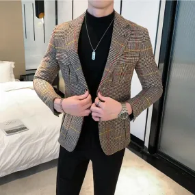 Slim fit Plaid Leisure Jackets