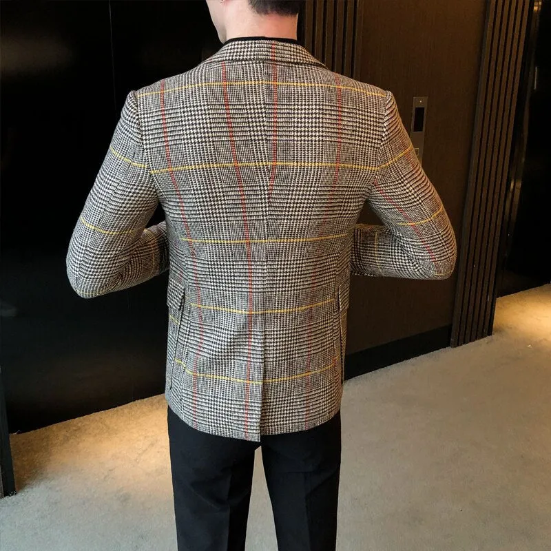 Slim fit Plaid Leisure Jackets