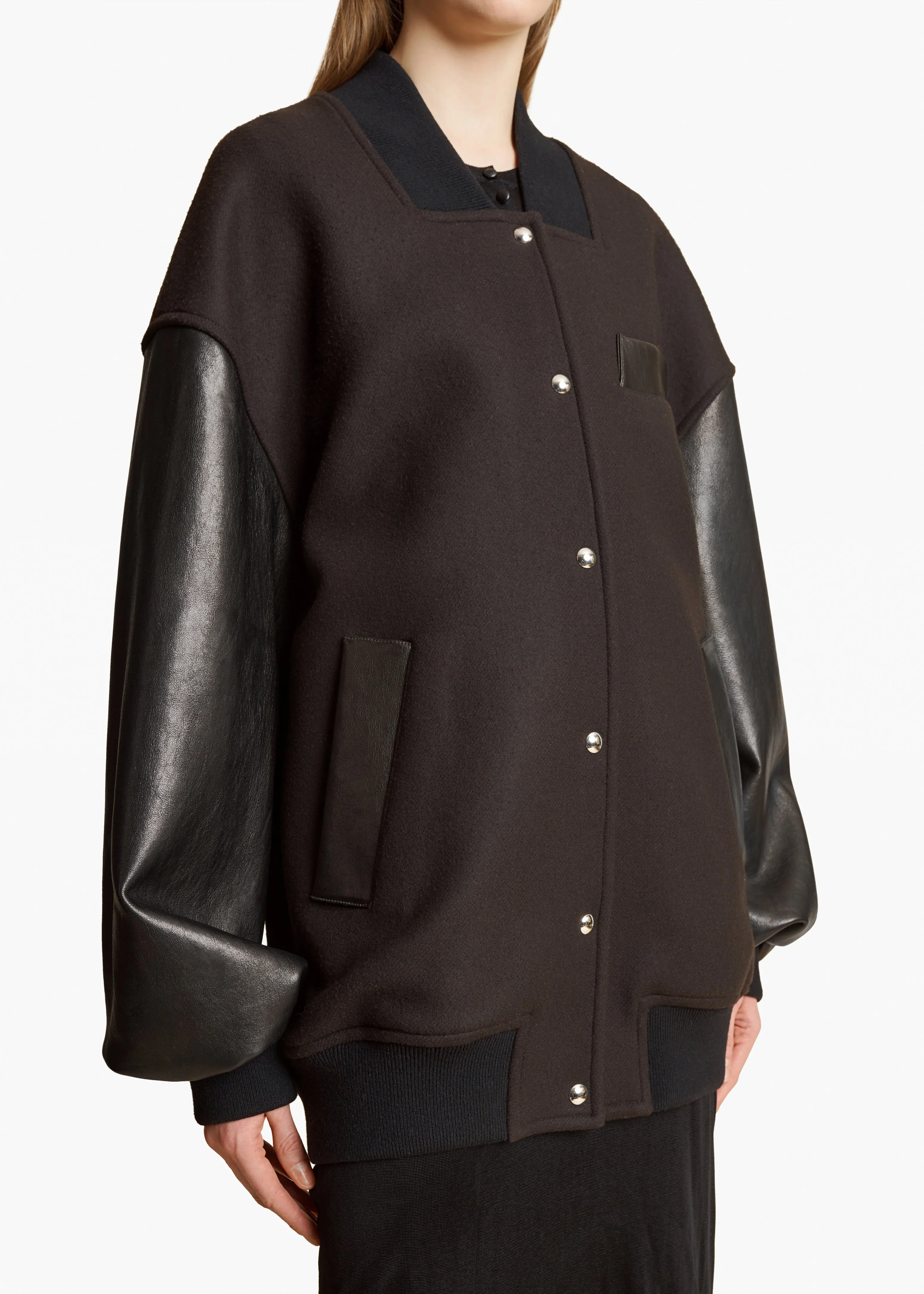 Spencer Jacket in Dark Brown with Black Leather