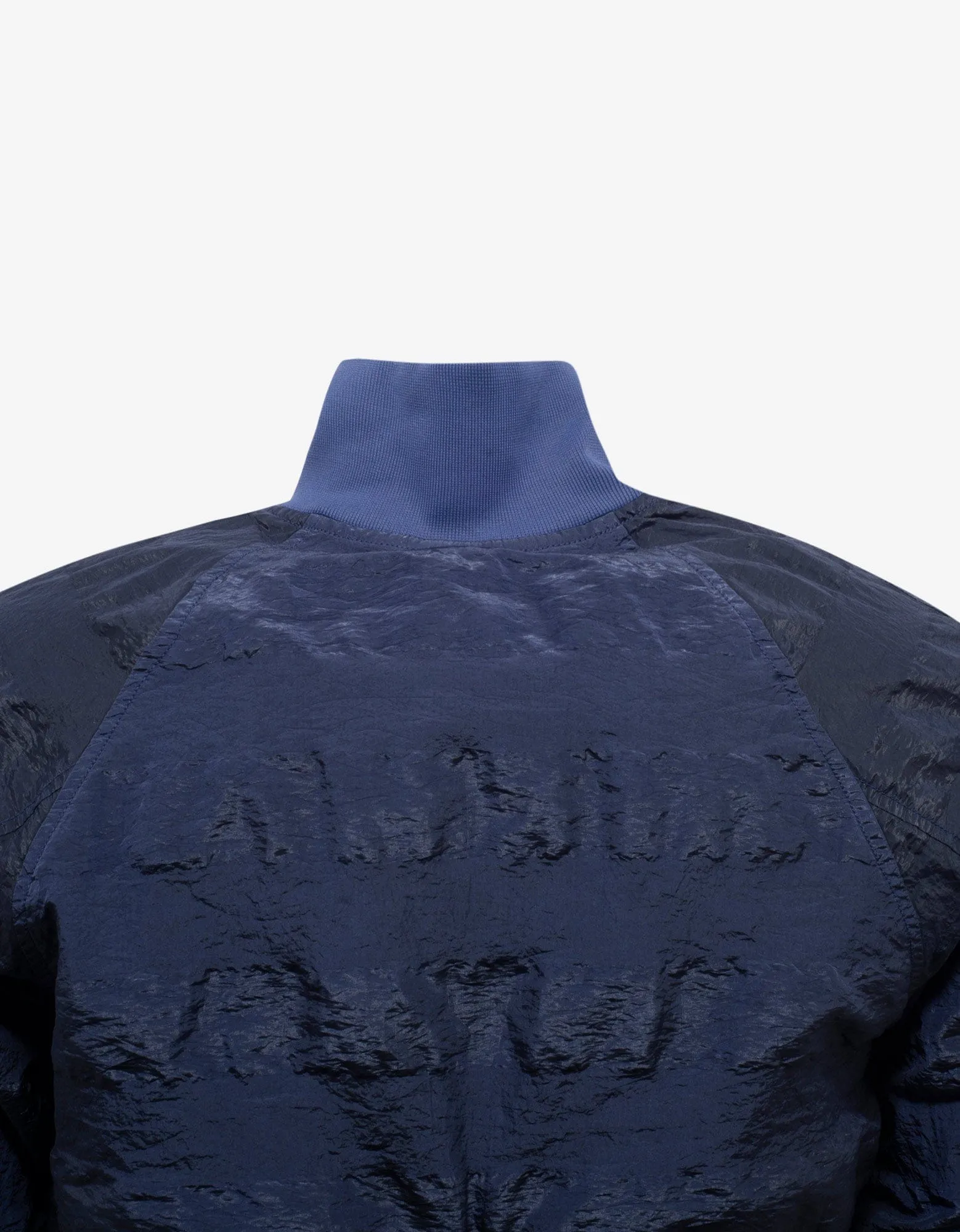 Stone Island Shadow Project Striped Nylon Metal Navy Blue Bomber Jacket