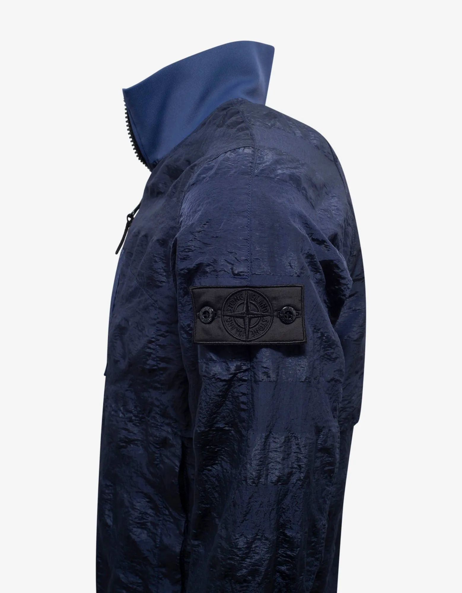 Stone Island Shadow Project Striped Nylon Metal Navy Blue Bomber Jacket