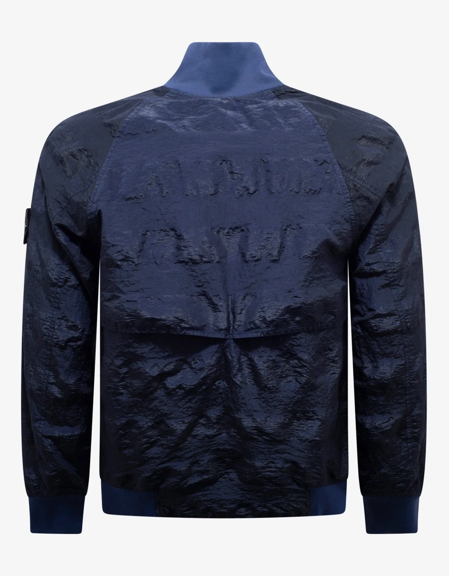 Stone Island Shadow Project Striped Nylon Metal Navy Blue Bomber Jacket
