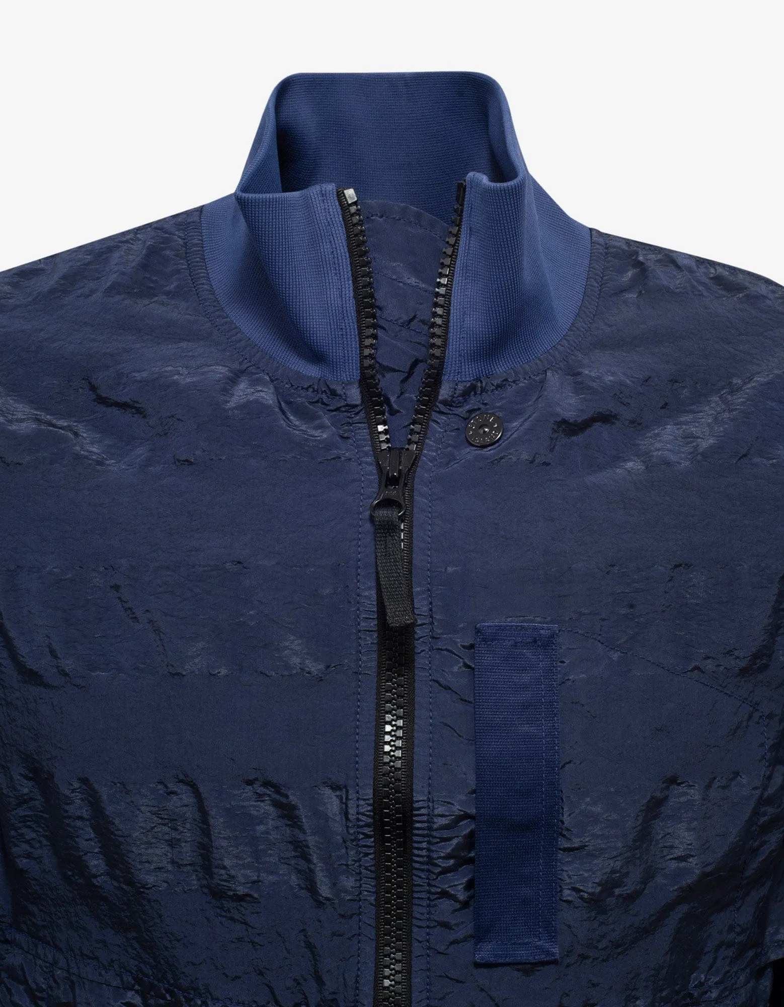Stone Island Shadow Project Striped Nylon Metal Navy Blue Bomber Jacket