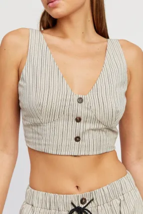 Stripe Button Down Vest