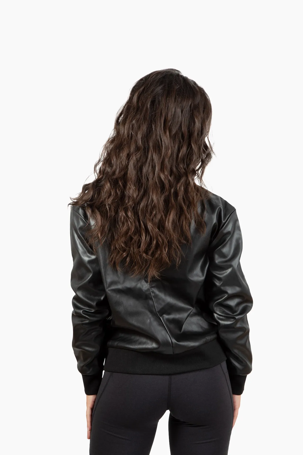 The Lex Athletic Leather Bomber- Black