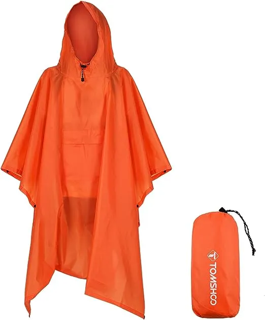 TOMSHOO Rain Poncho, Raincoat, Waterproof Camping Tent, Tarpaulin, 3-in-1 Multifunctional rain Cover for Hunting, Camping, Hiking and Cycling