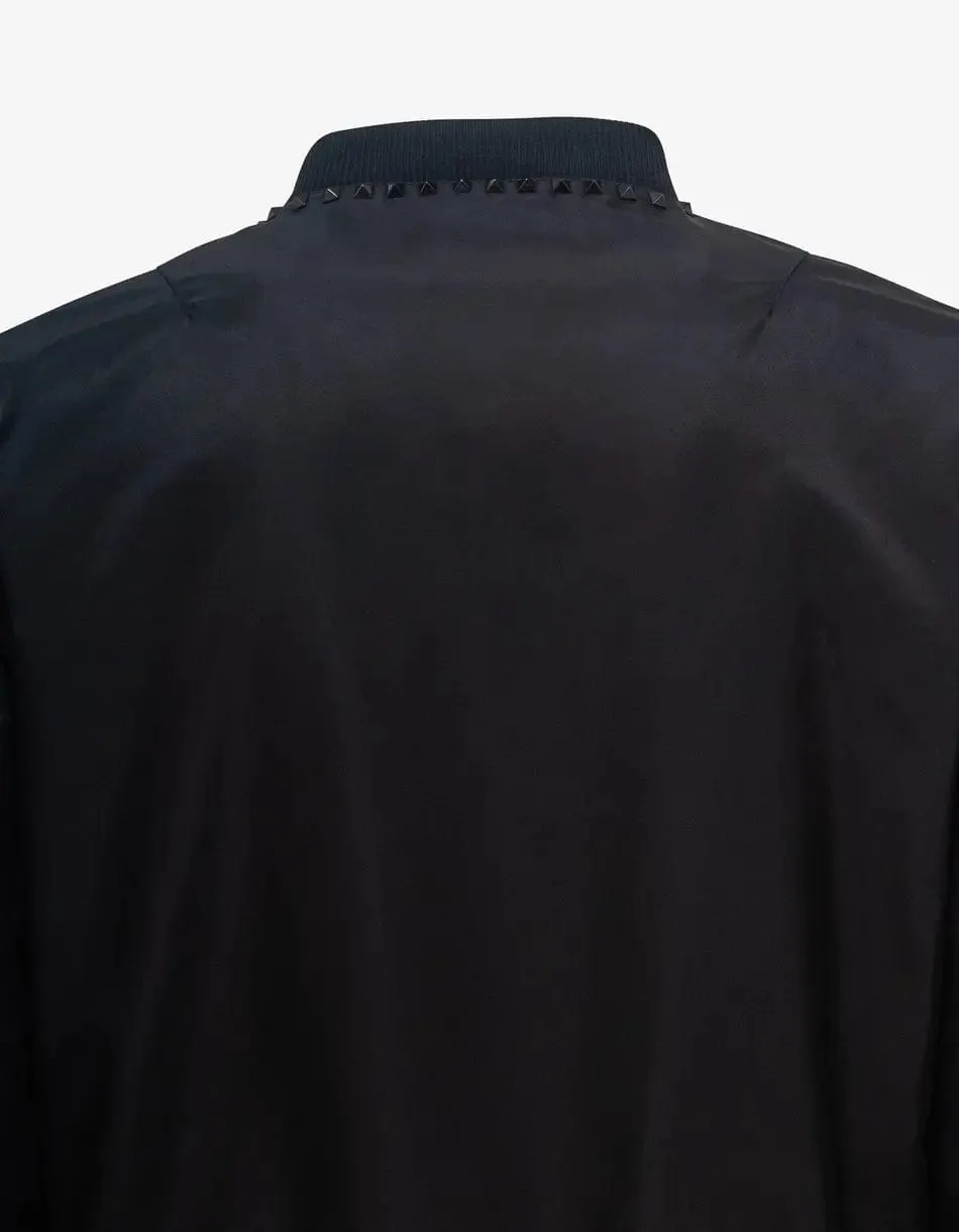 Valentino Garavani Black Untitled Stud Bomber Jacket