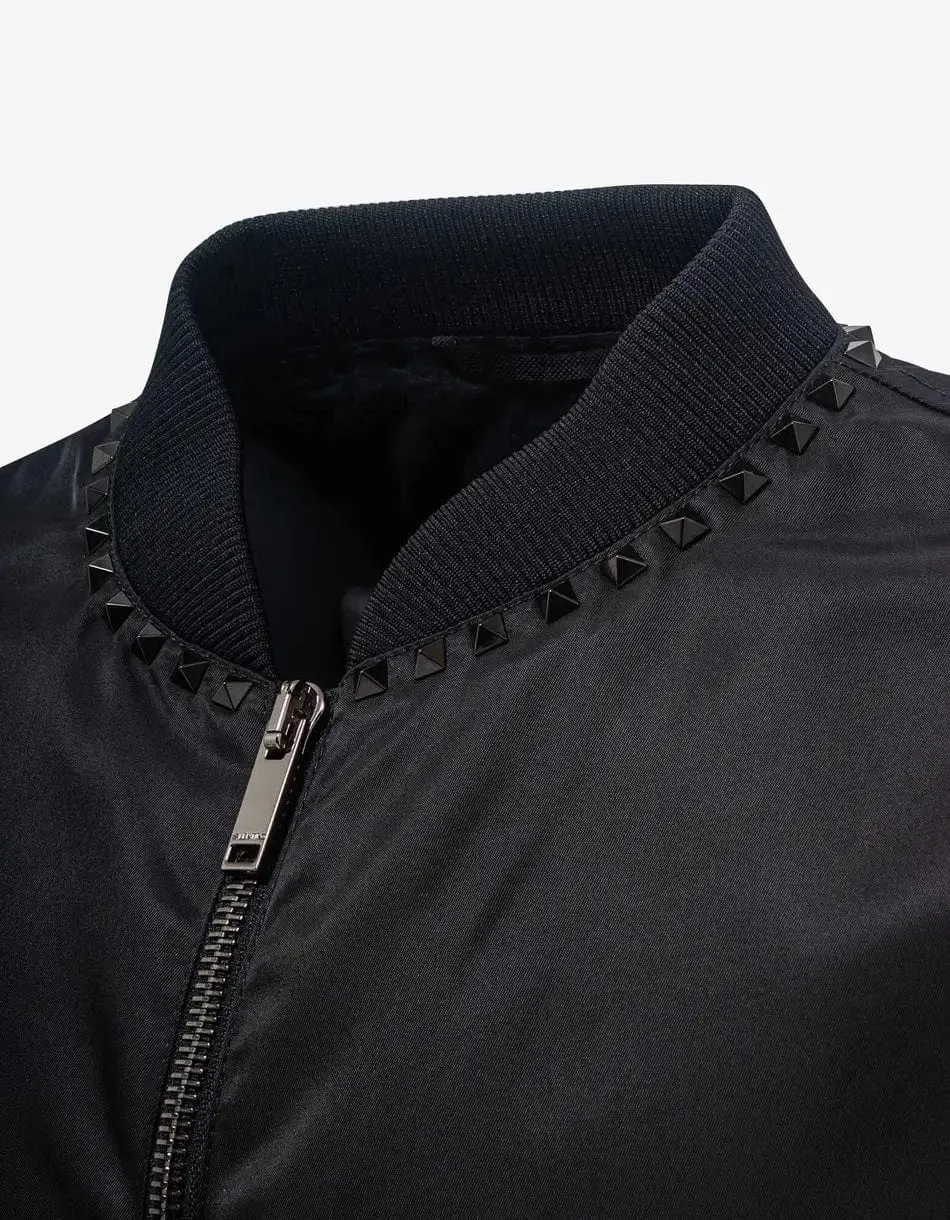 Valentino Garavani Black Untitled Stud Bomber Jacket