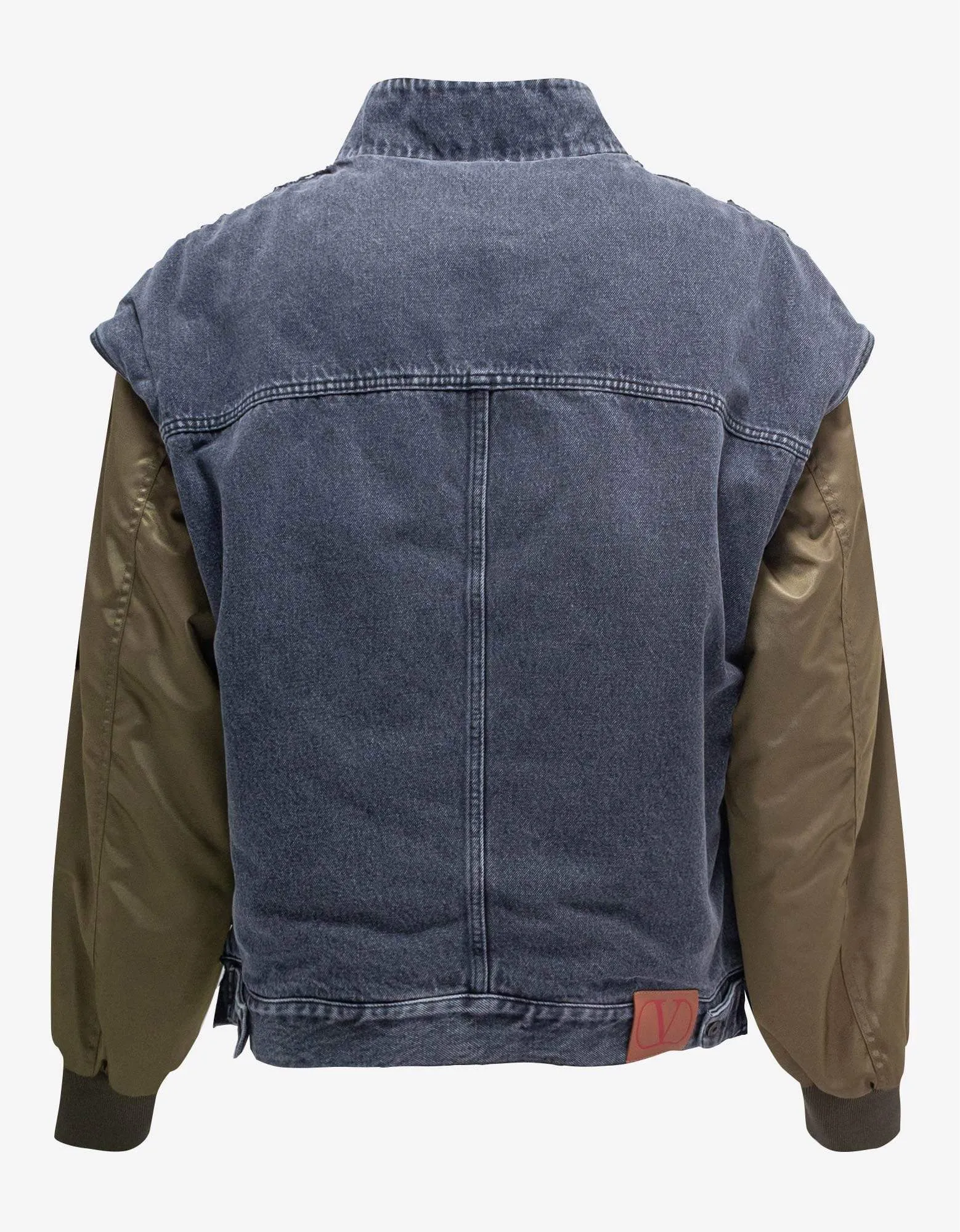 Valentino Garavani Khaki Nylon & Denim Bomber Jacket