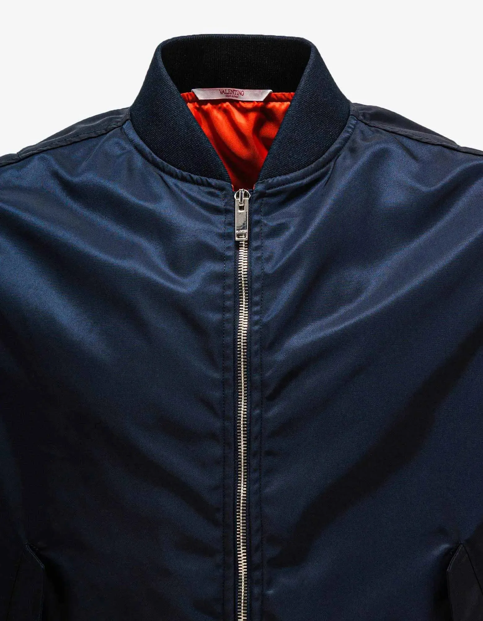 Valentino Garavani Navy Blue Neon Universe Logo Bomber Jacket