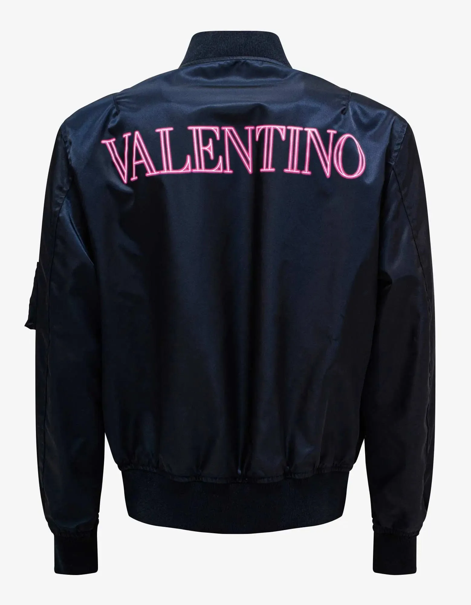 Valentino Garavani Navy Blue Neon Universe Logo Bomber Jacket