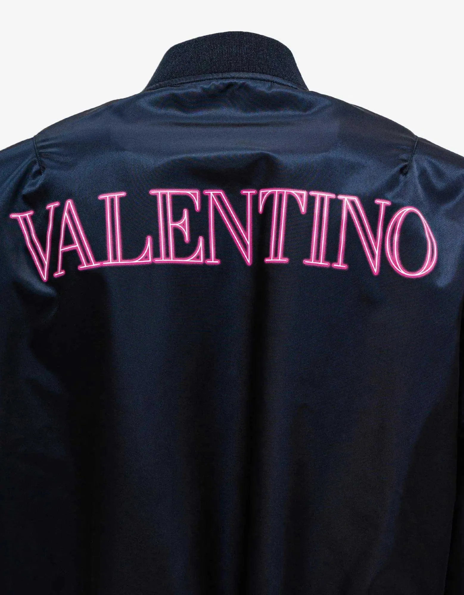 Valentino Garavani Navy Blue Neon Universe Logo Bomber Jacket