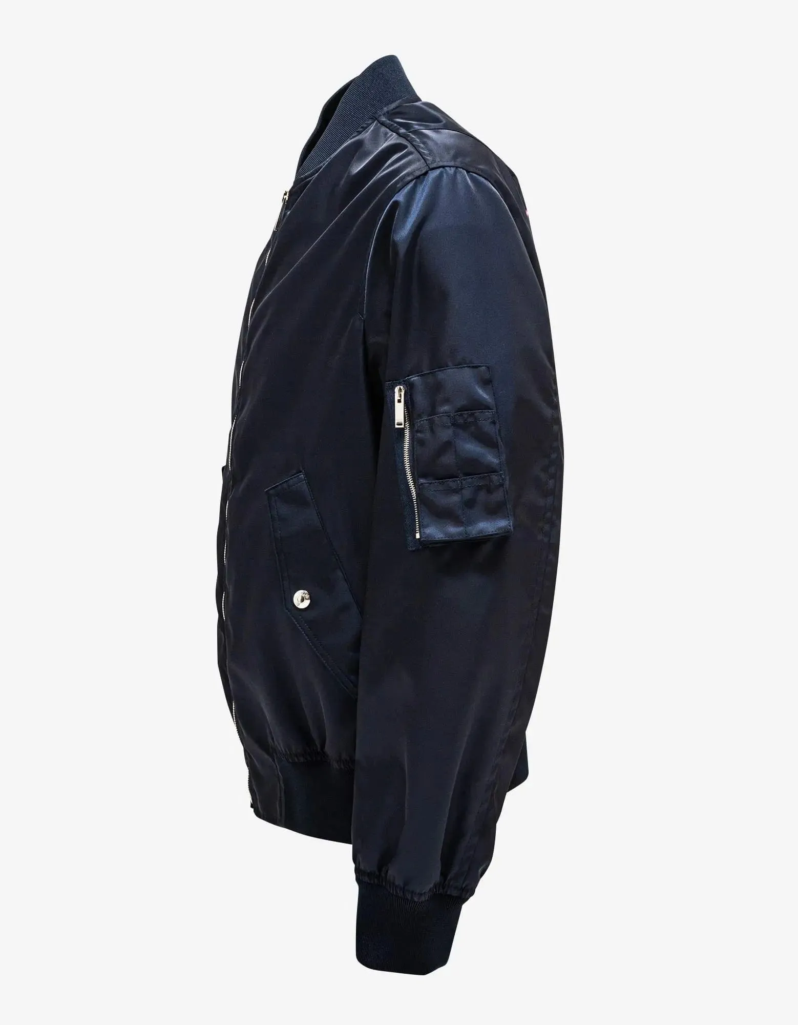 Valentino Garavani Navy Blue Neon Universe Logo Bomber Jacket