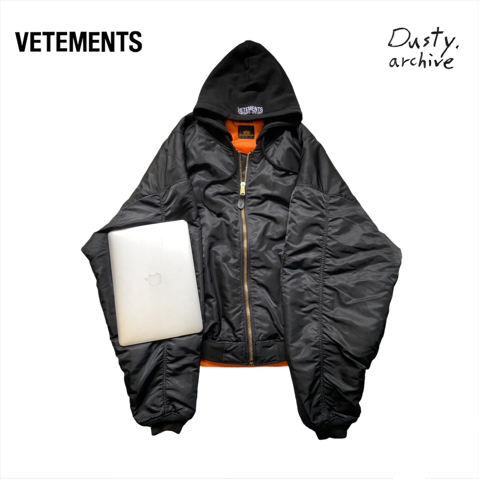 Vetements alpha industries black/orange reversible oversized bomber jacket L