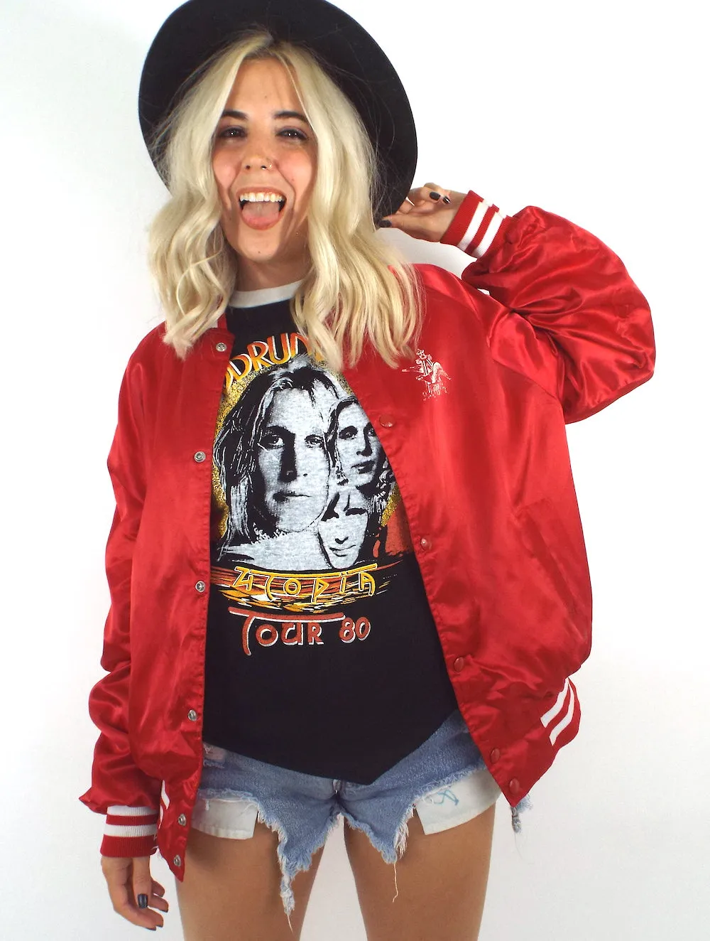 Vintage 70s Red Budweiser Satin Varsity-Style Jacket