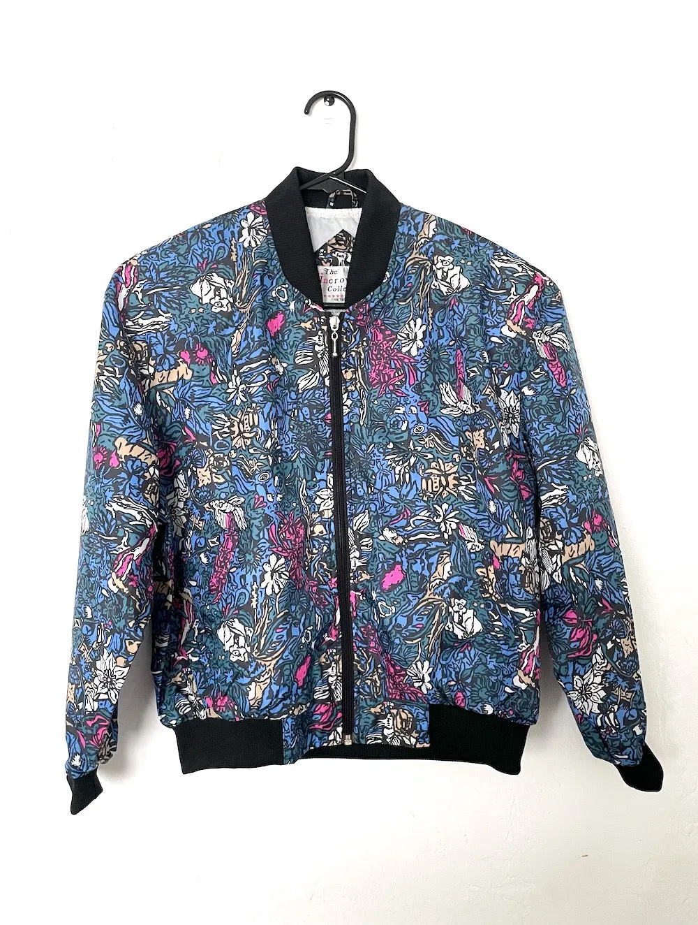 Vintage 90s Jewel Tone Floral Print Bomber Jacket
