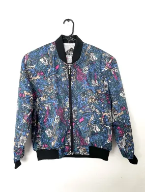 Vintage 90s Jewel Tone Floral Print Bomber Jacket