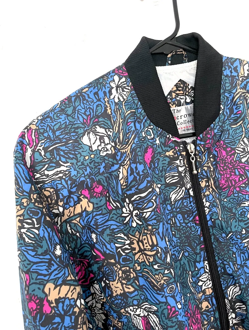 Vintage 90s Jewel Tone Floral Print Bomber Jacket