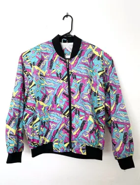 Vintage 90s Nylon Colorful Printed Bomber Jacket