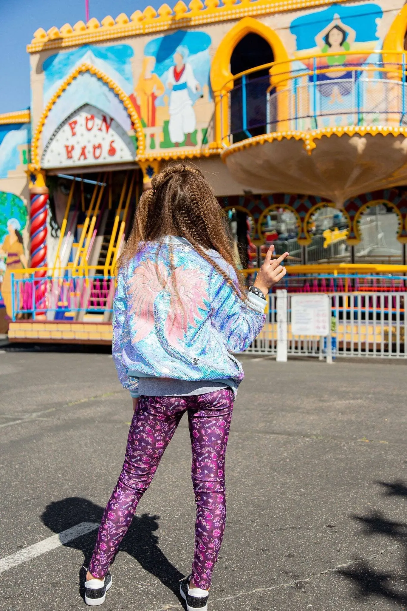Women's Iridescent Angel Sequin Flip Bomber