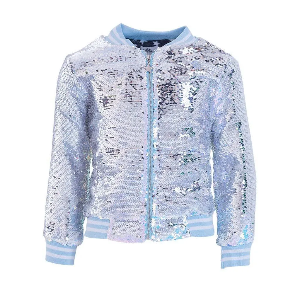 Women's Iridescent Angel Sequin Flip Bomber