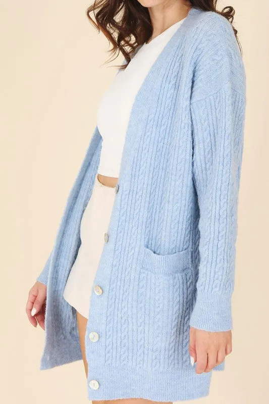 Wool Blended Cable Knitted Cardigan - Lilou