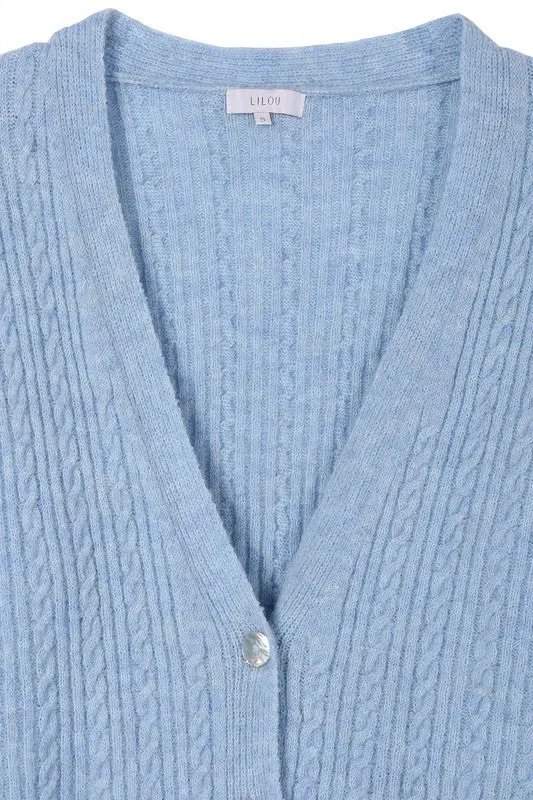 Wool Blended Cable Knitted Cardigan - Lilou