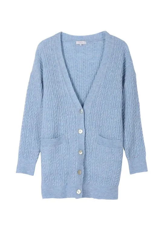 Wool Blended Cable Knitted Cardigan - Lilou